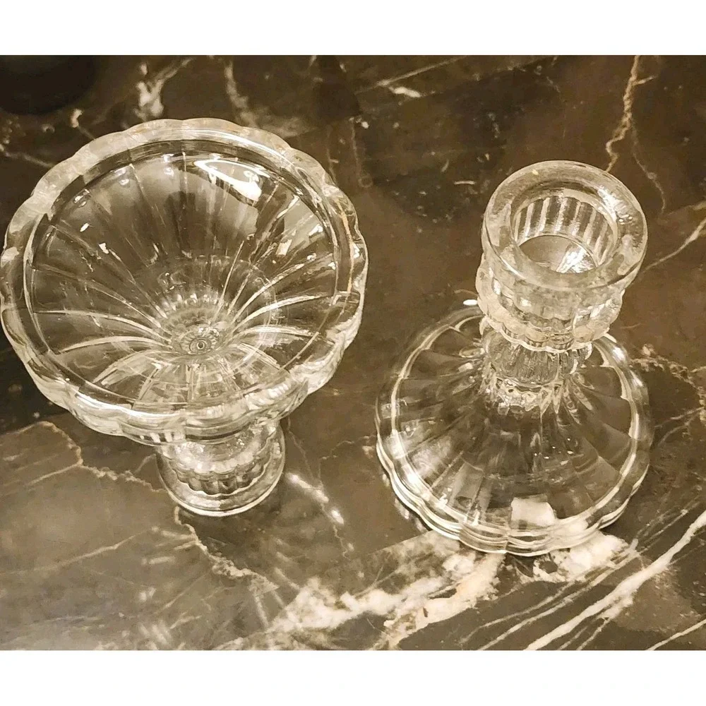 Christmas Tree Candles with Glass Candle Holders Set